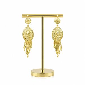 Wholesale 14K/18K/24K Gold Plated Brass Flower Arab Bridal Dangle Earrings Set Fashion Jewelry - Product Image 1