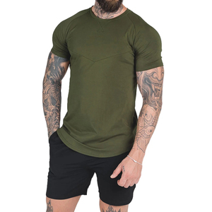 Camiseta de Punto de Manga Corta para Hombre, Cuello Redondo, Color Sólido, Corte Ajustado, Largo Regular, Verde Oliva, Calidad Premium 2026 - Product Image 1