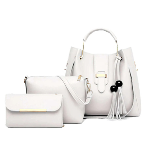 Bolsos de Mano de Cuero Genuino al por Mayor, Juego 3 en 1, Bolso Tote para Mujer con Cartera/Bolso de Mano y Bolsos Cruzados, Bolso de Hombro de 3 Piezas para Dama - Product Image 3