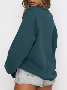 Sudadera de moda para mujer, casual, de manga corta, con estampado, cuello redondo, sudadera lisa para mujer, sudaderas con capucha para mujer. - Product Image 2