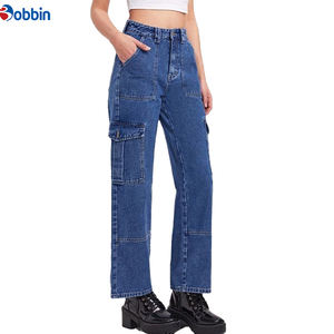 Pantalones Vaqueros de Mezclilla para Mujer, Cintura Media, Estilo Cargo, Transpirables, Ecológicos, Lavado a la Nieve, Personalizados OEM, de BOBBIN INDUSTRIES - Product Image 3