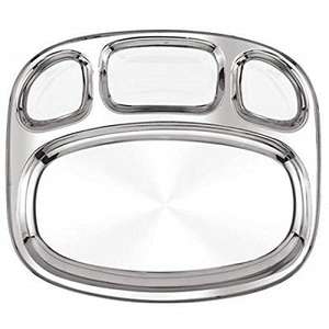 Plato de Comida Escolar de Acero Inoxidable con 3 Compartimentos, Ecológico, Antiadherente, Reutilizable, para Almuerzo, Cena y Merienda - Product Image 2