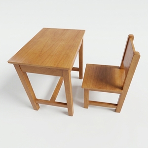 Ensemble de bureau et chaise pour enfants en bois de chêne massif, ensemble compact de table d'activités et d'étude pour enfants, meubles de salle de jeux en bois naturel - Product Image 1