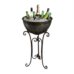 Wholesale Galvanized Beverage Tub with Iron Stand Outdoor Party Wine Ice Bucket Metal <b>Drink</b> <b>Cooler</b> for BBQ Events Catering - Product Image 2