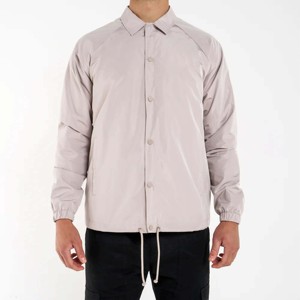 Blouson coupe-vent gris clair pour homme, col zippé, décontracté, printemps, couleur unie, polyester enduit, coupe classique - Product Image 2