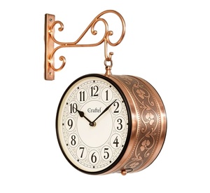 Vintage Double Sided <b>Metal</b> Wall <b>Clock</b> Antique Hanging <b>Clock</b> for Living Room Cafe Hotel Home Decor - Product Image 2