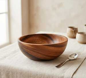 Handmade <b>Wooden</b> Bowl Natural Stone Decor Style <b>Rustic</b> Kitchen <b>Table</b> Decoration Solid Wood Crafted Bowl <b>dining</b> decor bowl - Product Image 5