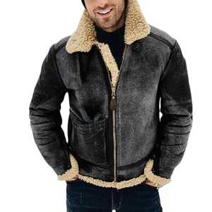 Chaqueta de piel sintética de zorro para hombre, abrigo grueso con cremallera, abrigo de piel sintética de color sólido, chaqueta de hombre con manga regular. - Product Image 2