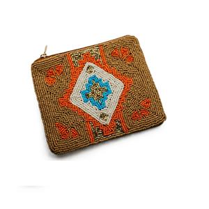 Pochette et porte-monnaie en coton brodé à la main avec perles pour femmes et filles - Décoration de la maison et utilisation pour les fêtes - Product Image 1