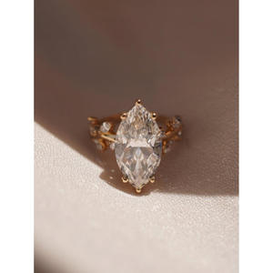 Brilliant Marquise Cut Lab Grown Diamond Engagement Ring 925 Sterling Silver Gold Plated Elegant Bridal Jewelry - Product Image 1