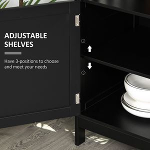 Buffet vintage fait main en noir avec étagères réglables, portes magnétiques, poignée métallique, style farmhouse, armoire de salle à manger ou de cuisine - Product Image 6