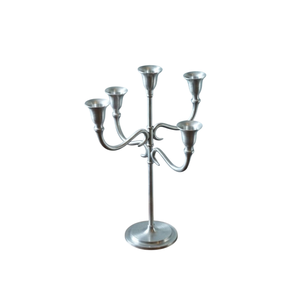 Greatest Quality 5-Arms Aluminum Silver Metal Candelabra Centerpiece Elegant <b>Tall</b> Wedding Dining <b>Table</b> Decorative Candle Holder - Product Image 4