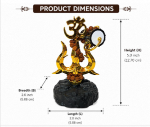 Idole Shiva Trishul finition or avec Om Damru et Rudraksha, 5 pouces, trident de Mahadev, objet décoratif pour temple, bureau, voiture et maison - Product Image 3