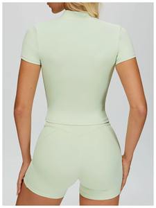 เสื้อชั้นในกีฬาผู้หญิงแบบซิปครึ่งตัว คอวี ระบายอากาศดี แห้งเร็ว สไตล์ลำลอง สำหรับโยคะ รับผลิตตามสั่ง ขายส่ง - Product Image 4