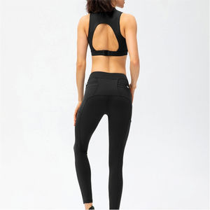 Ensemble de yoga personnalisé de haute qualité, vêtements de sport solides pour la gym, fabrication OEM, personnalisable à l'avant, en Spandex/Polyester respirant - Product Image 1