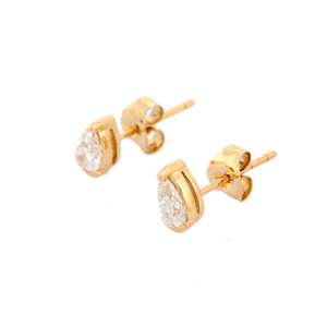 18K Rose Gold Pear Cut <b>Emerald</b> <b>Stud</b> <b>Earrings</b> for Wedding and Party - Product Image 5