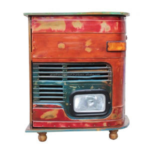 ตู้บาร์แบบเคลื่อนที่สไตล์อินดัสเทรียลโมเดิร์น ทำจากโลหะและไม้ รูปทรงกลอง พร้อมล้อเลื่อน ตู้เก็บของบาร์ทำมือ เฟอร์นิเจอร์บ้าน โรงแรม - Product Image 6