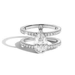 Anillo de Compromiso de Doble Banda, Estilo Art Deco, con Diamantes Baguette, Anillo de Boda Personalizado, Oro Sólido de 10k, 14k, 18k, Diamante Cultivado en Laboratorio, Venta al Por Mayor - Product Image 3