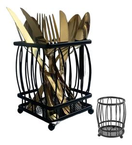Elegante soporte para cubiertos de hierro, perfecto para organizar con orden y estilo cuchillos, tenedores, cucharas y otros utensilios de cocina. - Product Image 6