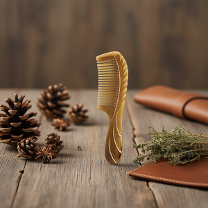 Peine de Cuerno de Búfalo Natural Hecho a Mano de Primera Calidad para Hombres y Mujeres, Herramienta de Estilismo para Barba y Bigote, Herramienta de Bolsillo para Peinar el Cabello - Product Image 3