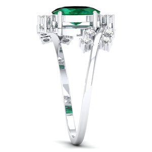 REYES Wholesale Price Oval Cut 1.2Ct <b>Emerald</b> Gemstone Wedding Gift <b>Rings</b> Solid 925 Sterling <b>Silver</b> Moissanite Birthstone <b>Ring</b> - Product Image 3