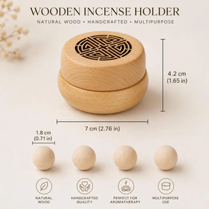 Wooden Potpourri <b>Box</b>, Round Wood <b>Storage</b> Natural Aroma Diffuser Boho Home Decor By Whimsy art craft - Product Image 6