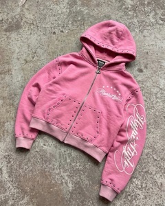 Nueva sudadera con capucha corta rosa personalizada al por mayor para mujer, sudadera con capucha de algodón y forro polar, chaqueta informal estilo streetwear con logotipo personalizado - Product Image 2