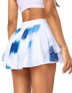 Falda de tenis plisada con pantalones cortos incorporados y pantalones cortos de cintura alta para mujer con decoración de encaje para fitness - Product Image 2