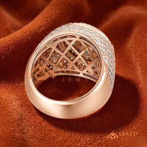 Rose Gold Plated Hip Hop Dome Ring Multi-Color Stone Cluster Iced Out Pink Gold Men's Jewellery Baguette Diamond Statement Band - Product Image 3