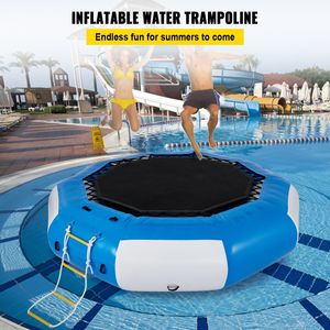 Trampolín Acuático Inflable Azul y Blanco de 13 pies con Escalera, Brincolín Acuático Recreativo, Instalación de Entretenimiento Acuático - Product Image 2