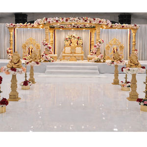 Mandapam Redondo de Madera para Bodas Indias Gujarati, Compra los Últimos Pilares Dorados de Ganesha, Mandapam para Bodas Reales, Juego de Mandapam para Bodas en el Reino Unido - Product Image 1