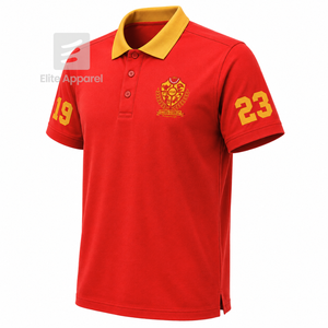 Camiseta Polo Transpirable Personalizada NSPDK con Logotipo Bordado en la Parte Delantera, Roja y Dorada, Casual, de Manga Corta para Mujer - Product Image 2