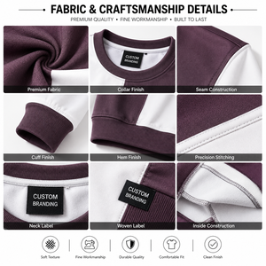 Sweat-shirts d'hiver personnalisés pour hommes, style streetwear, en polaire, mélange polyester/coton, écologiques, respirants, color block, coupe classique - Product Image 5