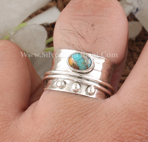 Bague de mariage classique en argent sterling, sertie de pierres précieuses, faite à la main, style vintage, pour femme, avec incrustation - Product Image 3