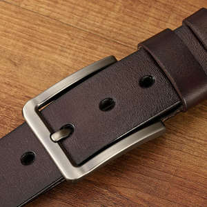 Ceinture en cuir de vachette JECCON pour homme, style décontracté, boucle à ardillon en alliage, imprimée, durable, largeur 38 mm, motif uni, modèle B51497-38 - Product Image 4