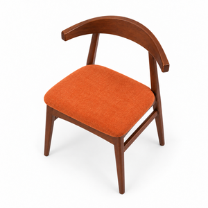 Chaise de salle à manger en bois de style moderne du milieu du siècle, siège rembourré en tissu, meubles en bois d'acajou d'Indonésie pour la maison - Product Image 4
