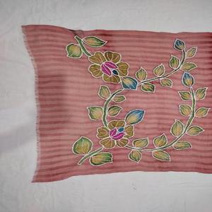 Châle de créateur 100 % laine mérinos, imprimé à la main, brodé, long, léger, antibactérien, coupe-vent, séchage rapide, extensible dans quatre directions - Product Image 5