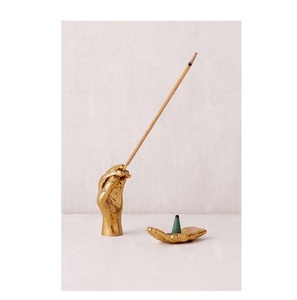 Gold Mudra Hand Incense Holder Set – Brass Hand Sculptures for Incense <b>Sticks</b> and Cones - Product Image 1