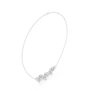 Collar de barra de diamantes cultivados en laboratorio de oro – Collar minimalista horizontal con racimo de diamantes marquise y pera para uso diario y nupcial - Product Image 3