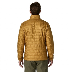 Custom Men's Mustard <b>Quilted</b> Jacket Stand Collar Zipper Closure Windproof Polyester <b>Wadding</b> Casual Autumn Coat - Product Image 2