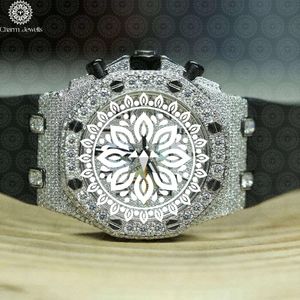 Charm_Jewells Luxury Stainless Steel Square <b>Watch</b> 42mm <b>Diamond</b> Encrusted Sapphire Crystal Analog Chronograph Unisex - Product Image 2