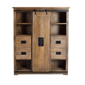 Mango Wooden Wardrobe with Sliding Doors and Storage Shelves Multi Functional <b>Clothes</b> Closet with <b>Drawers</b> - Product Image 1