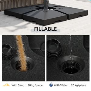 Set di 4 basi nere per ombrelloni a braccio da 3 metri per cortili e palestre, capacità 80 kg (acqua)/120 kg (sabbia) - Product Image 4