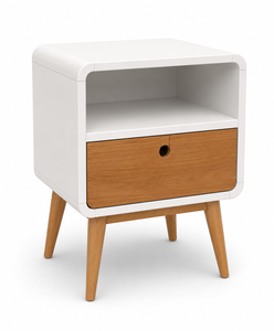 Mesita de Noche Moderna de Madera con Cajón y Estante Abierto para Dormitorio - Product Image 4