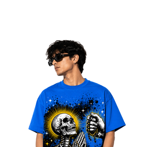 เสื้อยืดสตรีทแวร์ลายพิมพ์หัวกะโหลก พิมพ์ลายดิจิทัล เนื้อผ้าระบายอากาศ เสื้อยืดฮิปฮอป แขนสั้น ไซส์ใหญ่ - Product Image 5