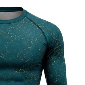 Teal Long Sleeve Compression <b>Shirt</b> Athletic Workout Training Gym Breathable Sublimated Performance Sportswear Custom Activewear - Product Image 4