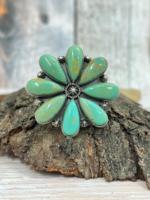 Bague ajustable en turquoise Kingman, faite à la main en argent sterling, bijoux artisanaux, style bohème du Sud-Ouest, pierre précieuse naturelle, pièce maîtresse