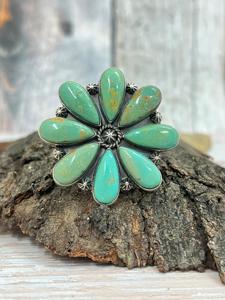 Kingman Turquoise <b>Adjustable</b> <b>Ring</b> Handmade Sterling Silver Artisan Jewelry Southwest Boho Natural Gemstone Statement - Product Image 6