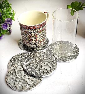 Premium Aluminium <b>Coaster</b> Stylish Metal <b>Drink</b> <b>Coasters</b> for Table Protection Home Decor - Product Image 3