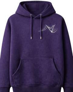 Sudadera con capucha morada minimalista con logo de pedrería, extragrande, de forro polar grueso, con bolsillo canguro, personalizada, estilo streetwear, para hombre, fabricante - Product Image 1